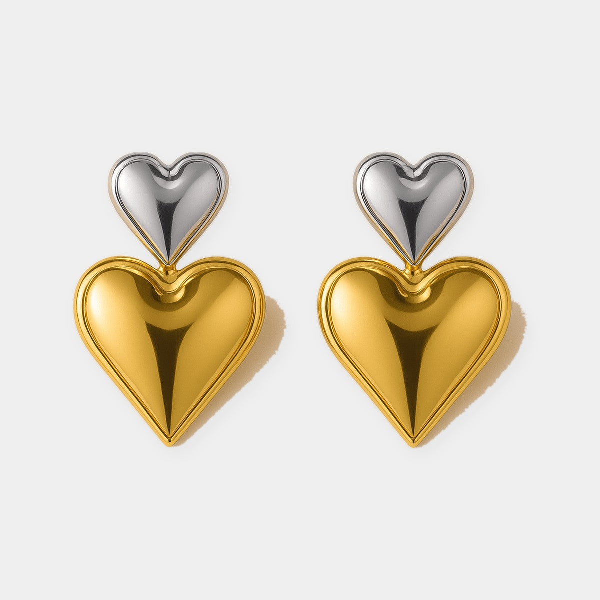 Duo Heart Earrings — waterproof jewelry