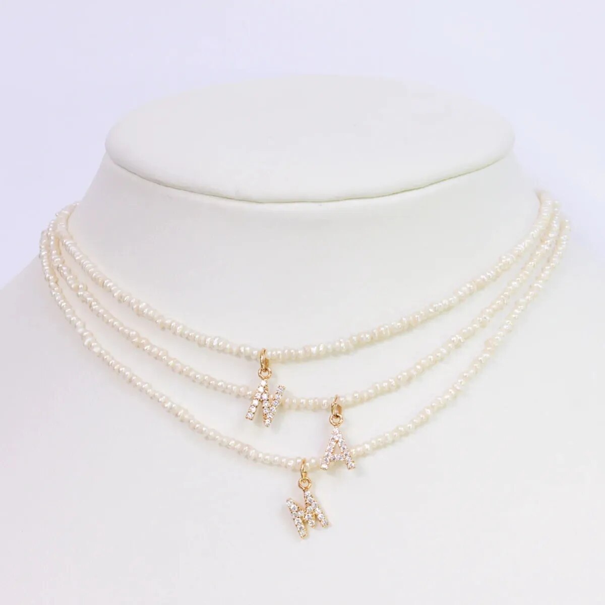 Crystal Pearl Initial Choker — waterproof jewelry