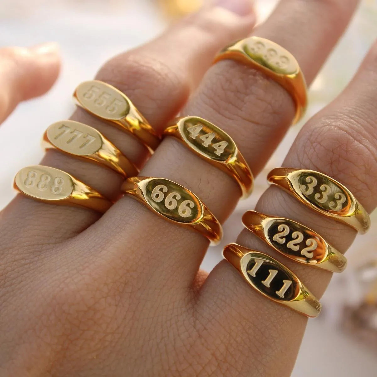 Angel Number Signet Ring — waterproof jewelry