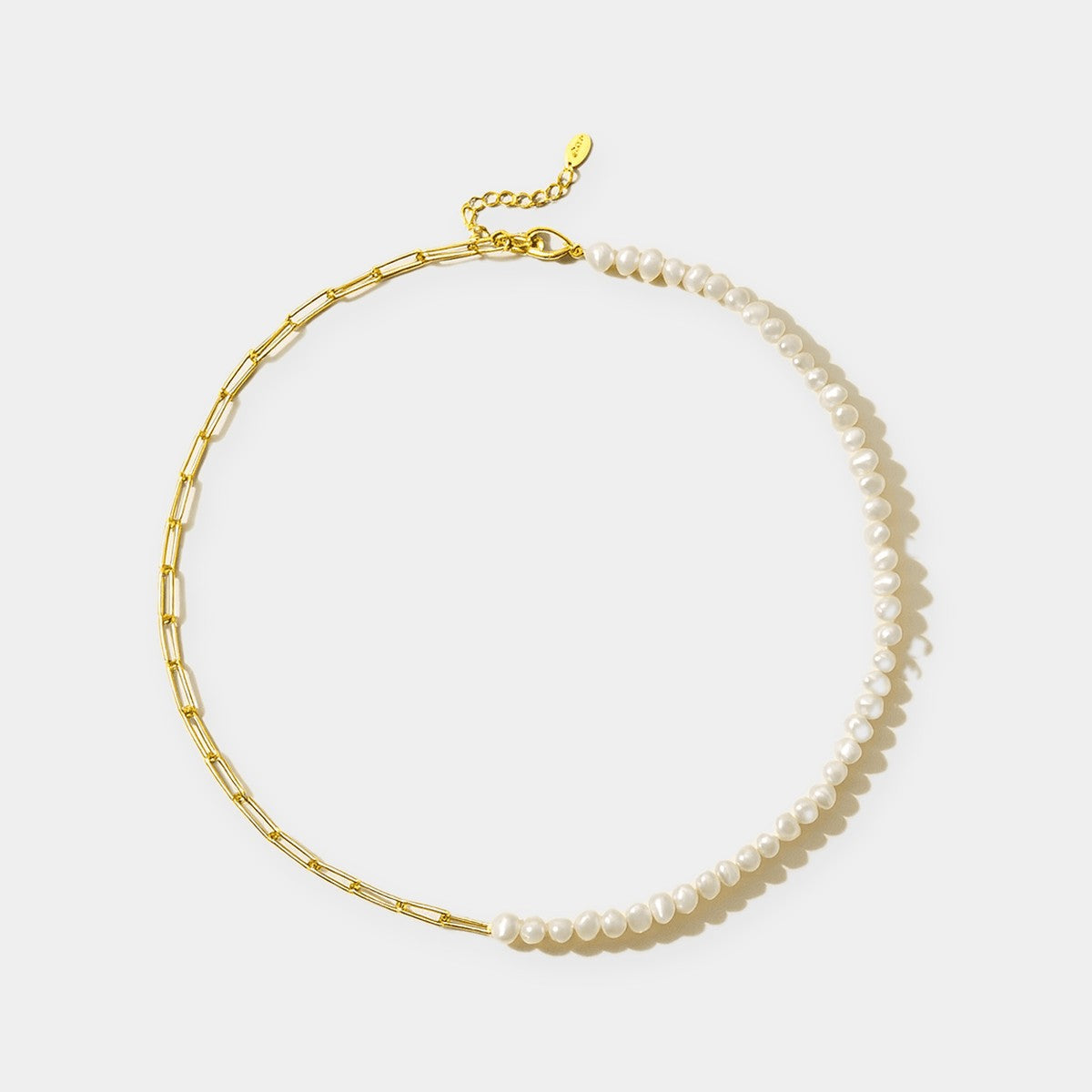 18K Gold Paper Clip Pearl Bracelet — waterproof jewelry