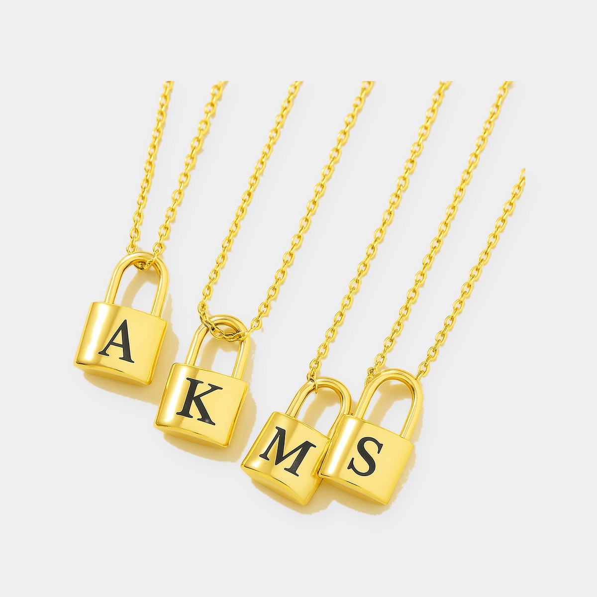 Initial Love Lock 18k Gold Necklace — waterproof jewelry