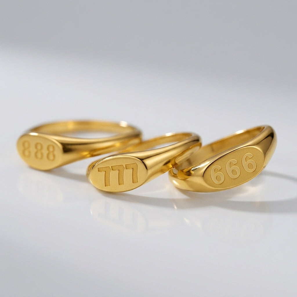 Angel Number Signet Ring — waterproof jewelry