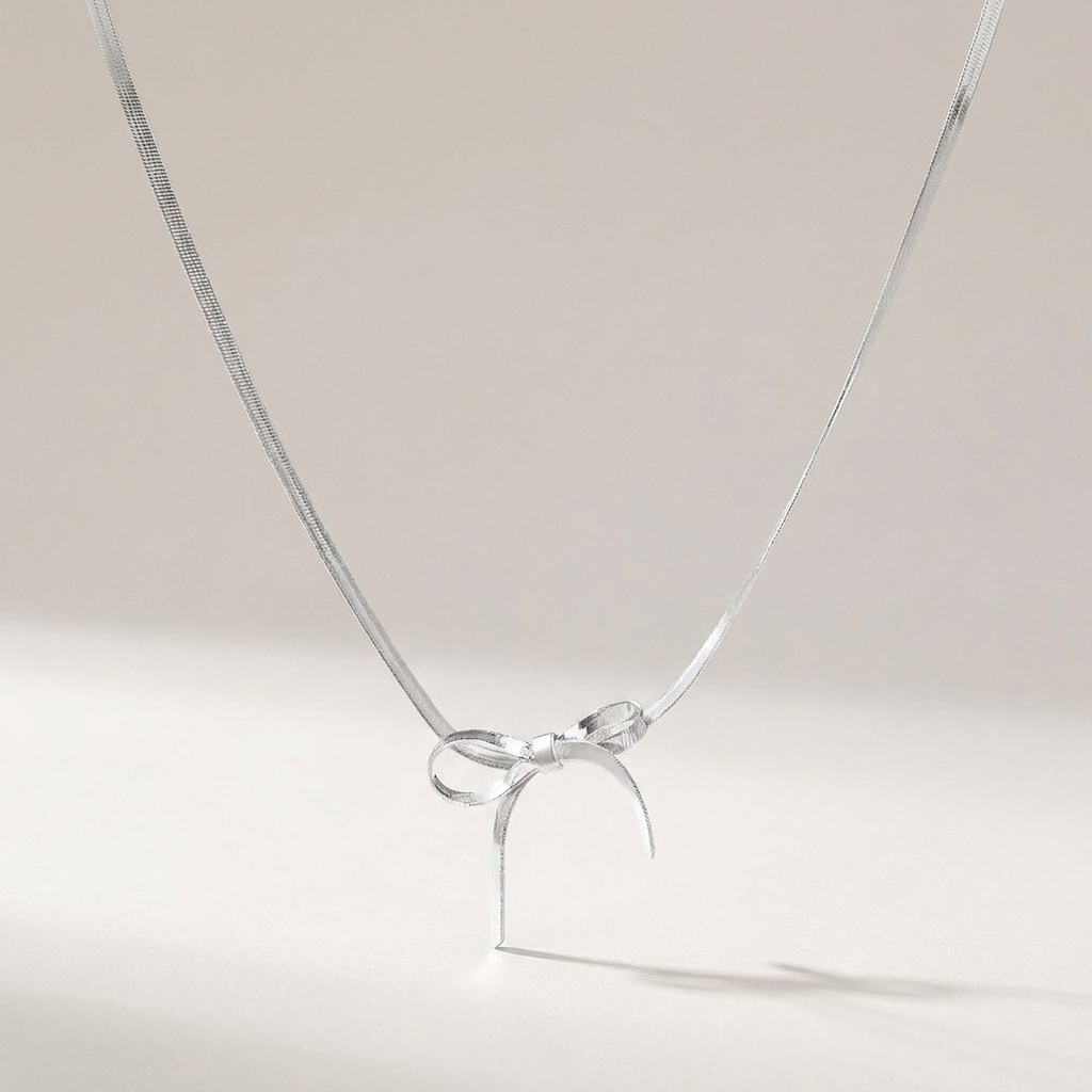 Ribbon Bow Necklace — waterproof jewelry