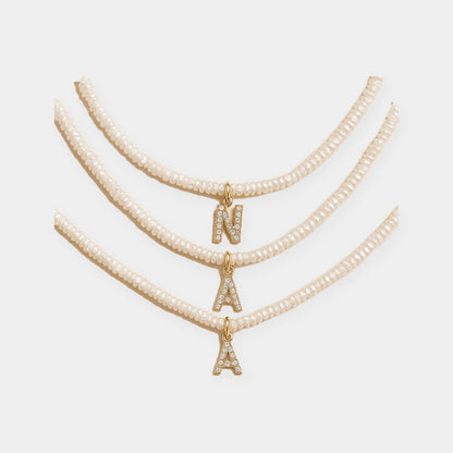 Crystal Pearl Initial Choker — waterproof jewelry