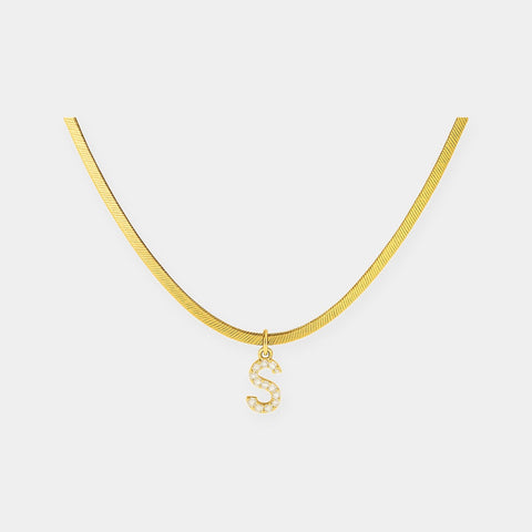 Diamond Initial Herringbone Necklace