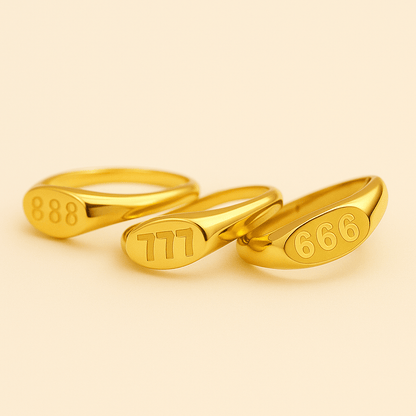 Angel Number Signet Ring — waterproof jewelry