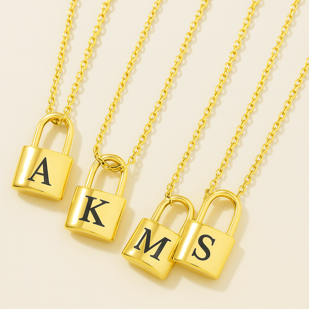 Initial Love Lock 18k Gold Necklace — waterproof jewelry