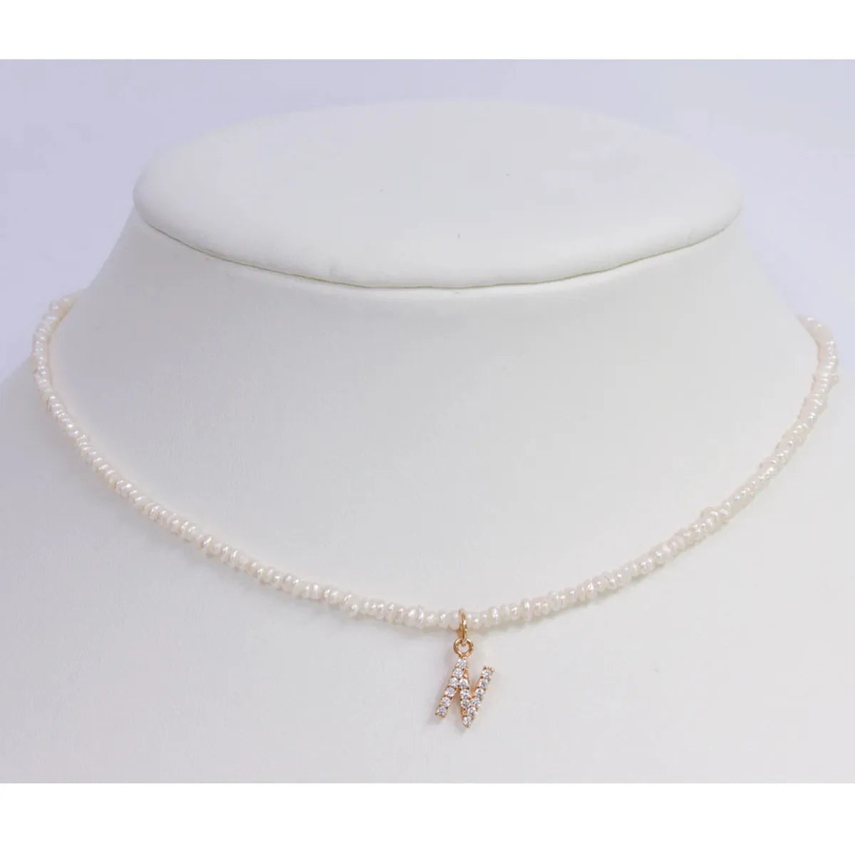 Crystal Pearl Initial Choker — waterproof jewelry