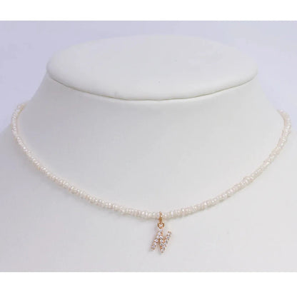 Crystal Pearl Initial Choker — waterproof jewelry