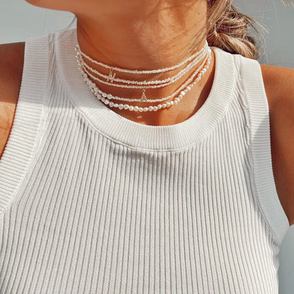 Crystal Pearl Initial Choker — waterproof jewelry
