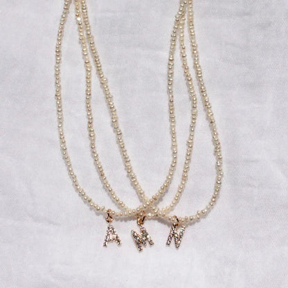 Crystal Pearl Initial Choker — waterproof jewelry