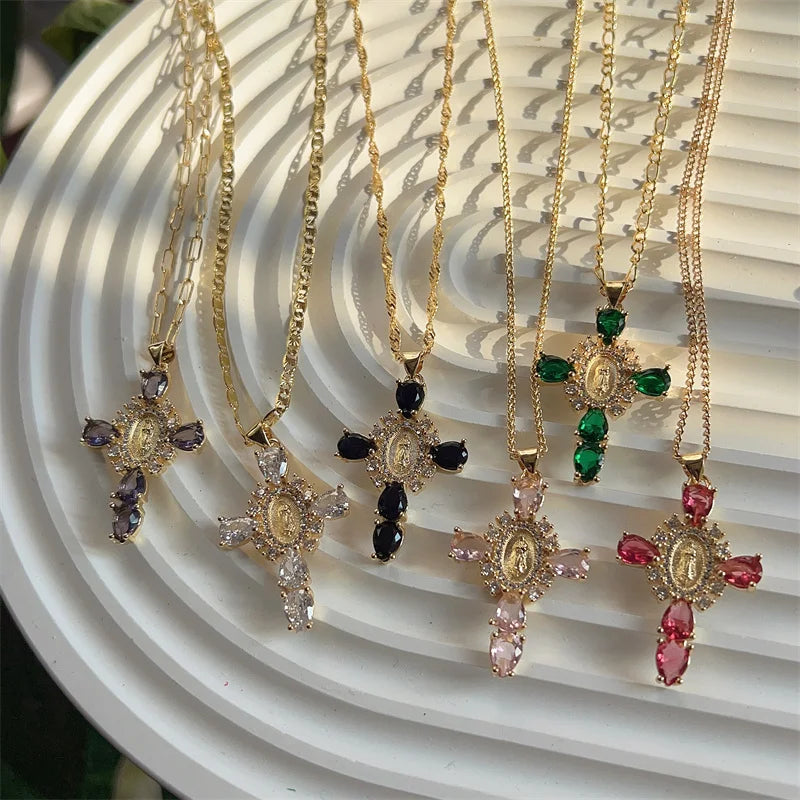 Virgin Mary Cross Pendants — waterproof jewelry