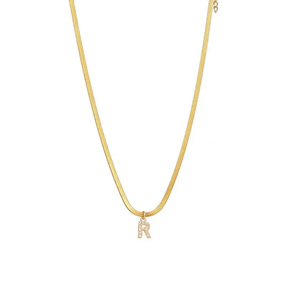 Diamond Initial Herringbone Necklace — waterproof jewelry