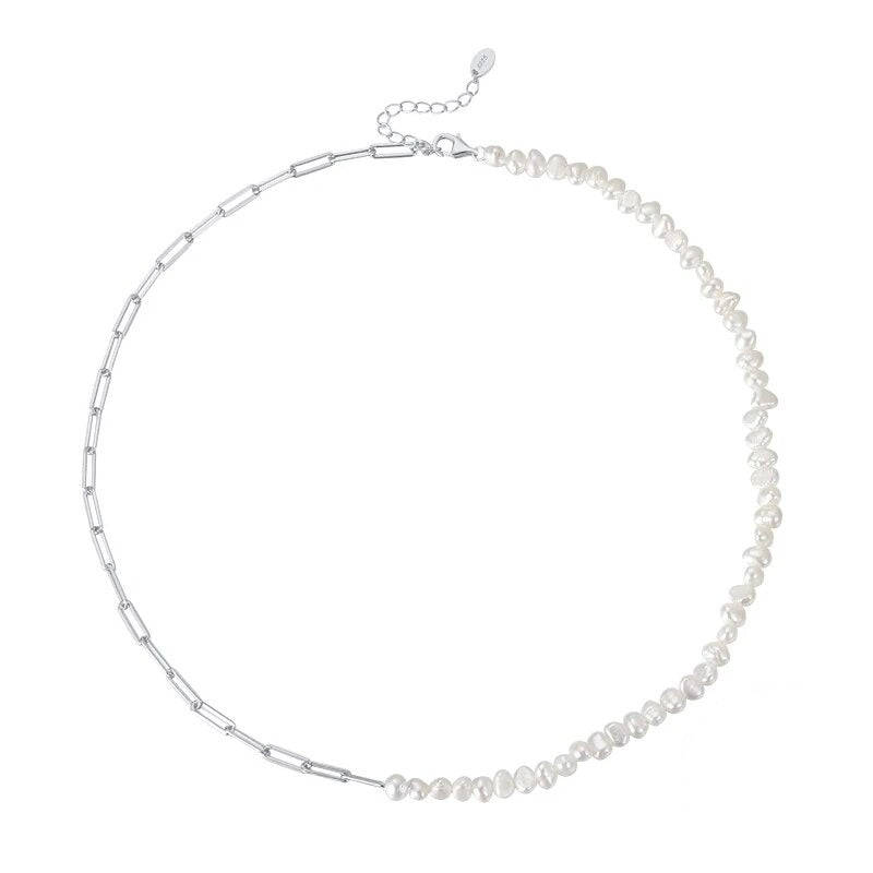 18K Gold Paper Clip Pearl Bracelet — waterproof jewelry