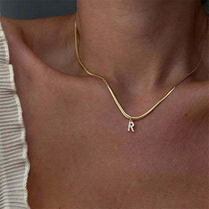 Diamond Initial Herringbone Necklace — waterproof jewelry