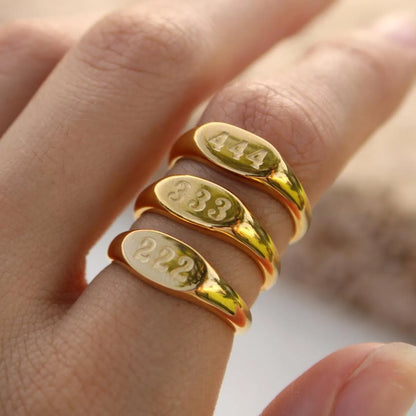 Angel Number Signet Ring — waterproof jewelry