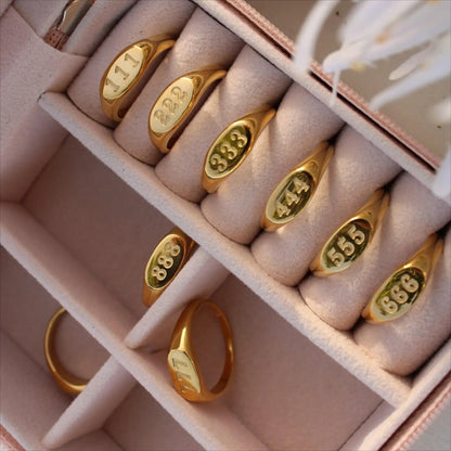 Angel Number Signet Ring — waterproof jewelry