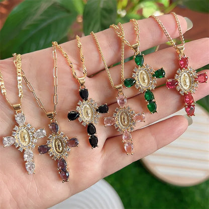Virgin Mary Cross Pendants — waterproof jewelry
