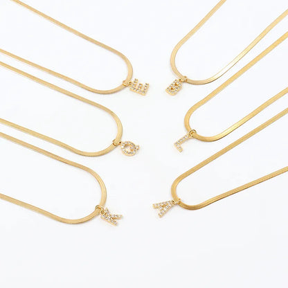 Diamond Initial Herringbone Necklace — waterproof jewelry