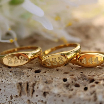 Angel Number Signet Ring — waterproof jewelry