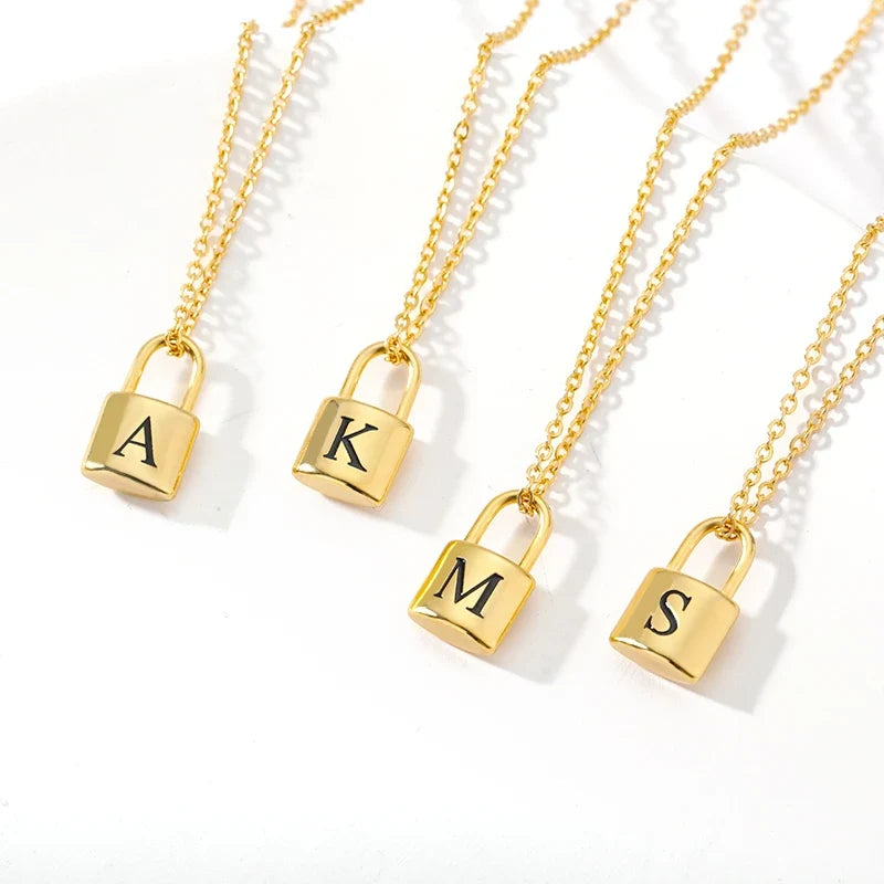 Initial Love Lock 18k Gold Necklace — waterproof jewelry