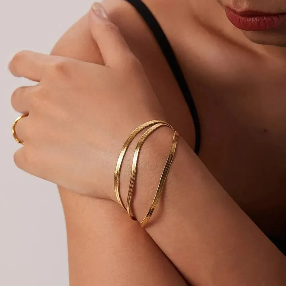 Stainless Steel Herringbone Bracelet — view 2