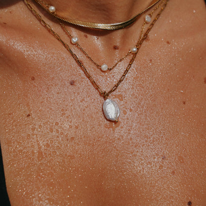 Hanalei Pearl Coin Paperclip Necklace — view 2
