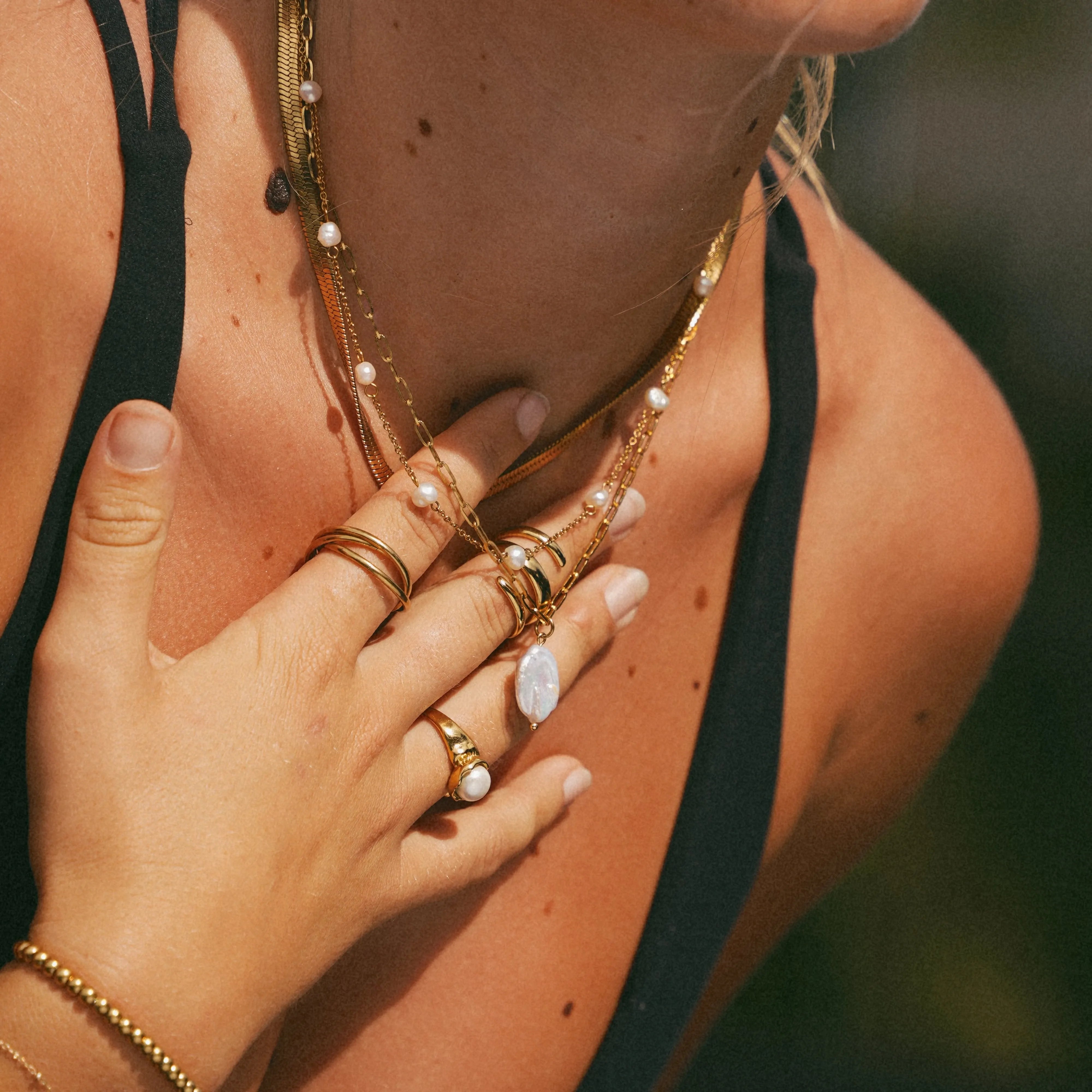 Hanalei Pearl Coin Paperclip Necklace — view 7