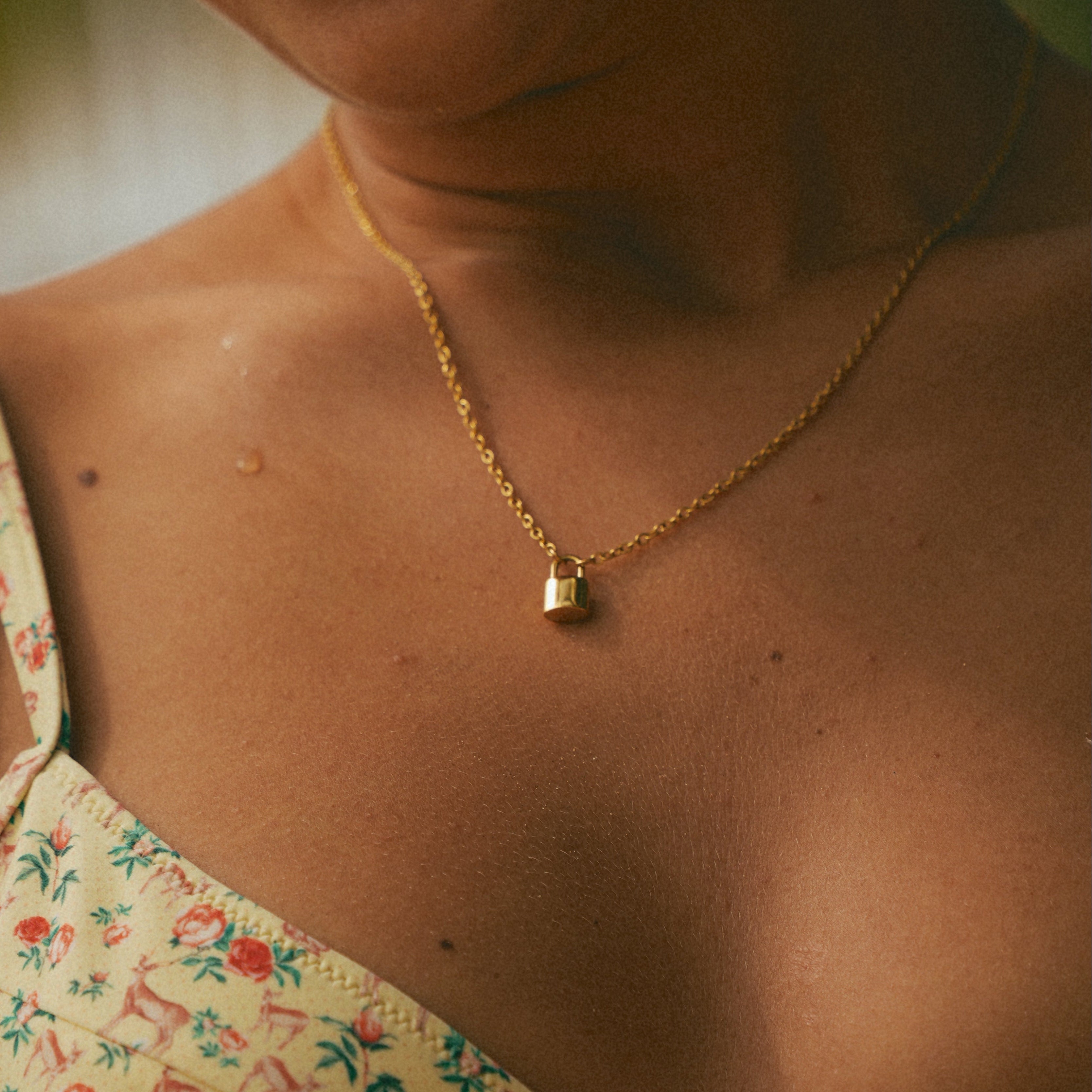 Initial Love Lock 18k Gold Necklace — waterproof jewelry